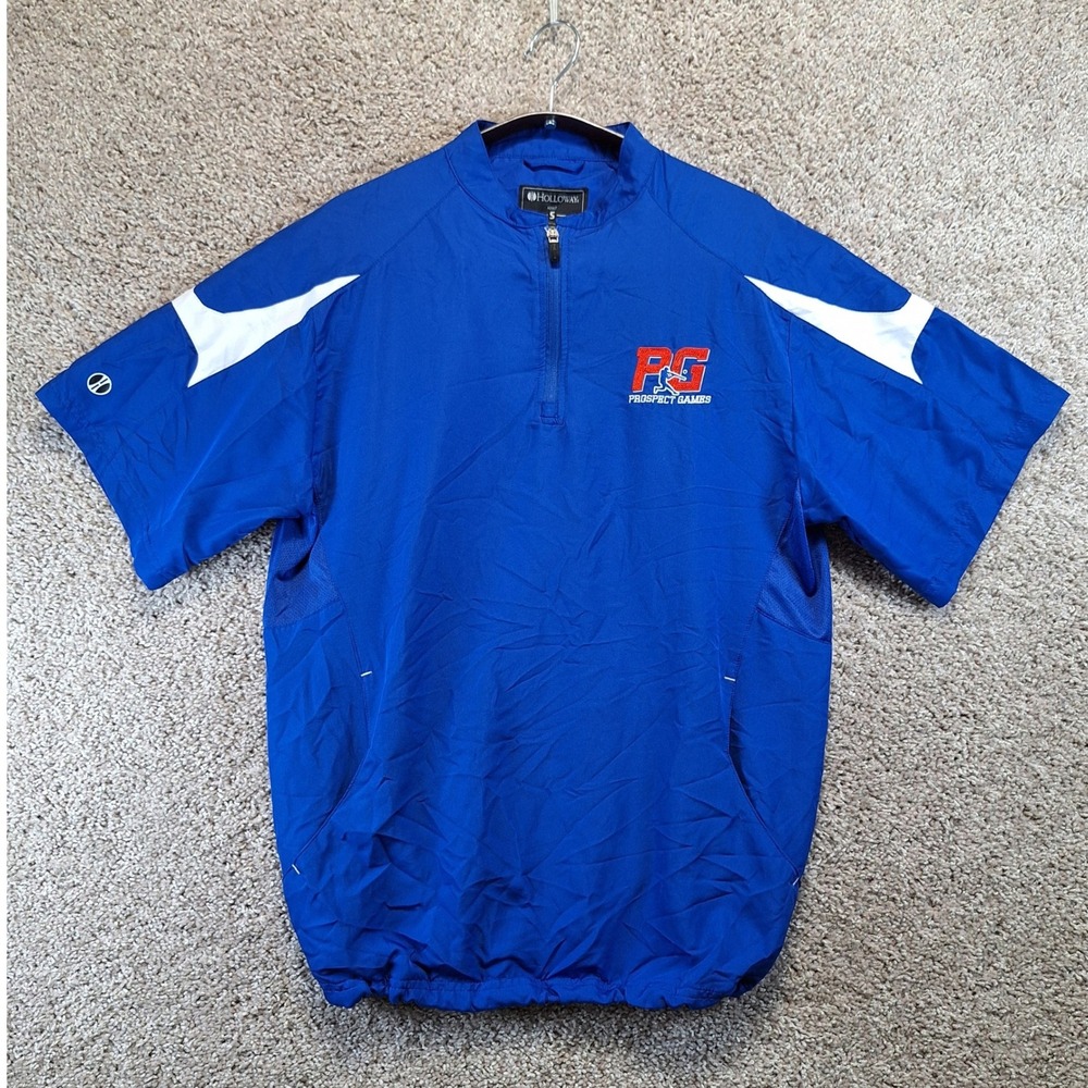 Holloway Men S Pullover Blue Prospect Games Short Sleeve 1/4 Zip Pockets Casual